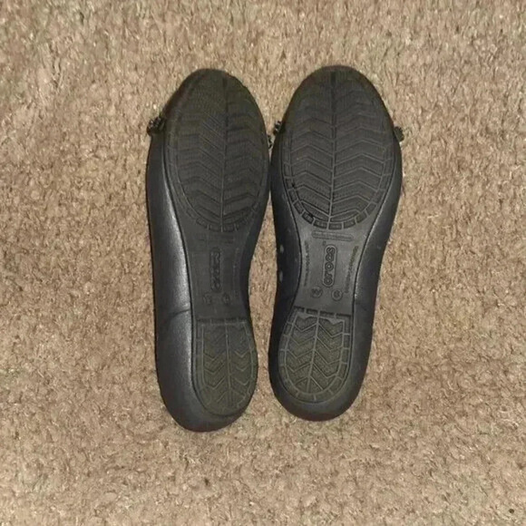 CROCS-Rhinestone-Black Slip On Cap Toe Ballet Flats-Size 6-Near Mint - Picture 7 of 7